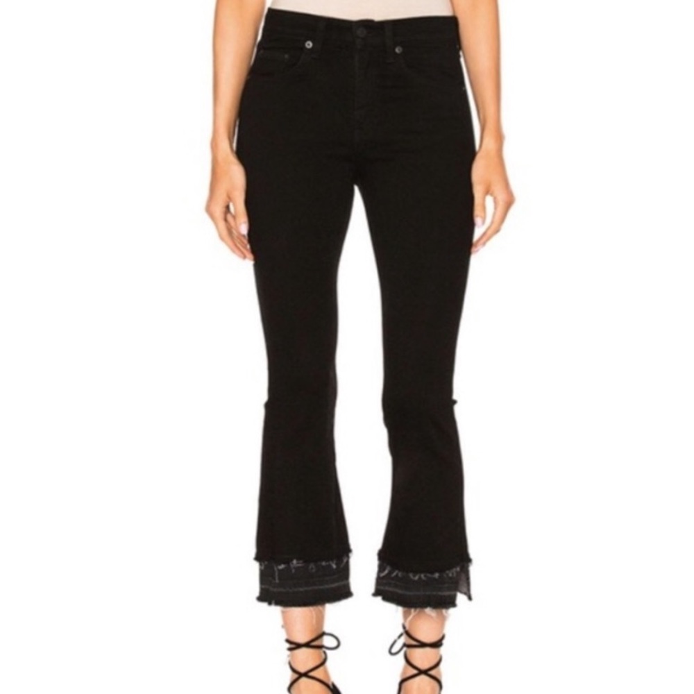 Rag & Bone 10” Crop Flare Double Hem Jeans Black
